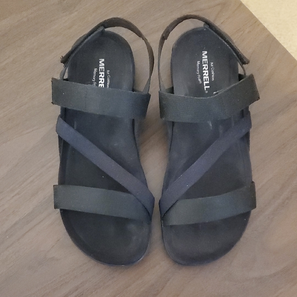 Merrell Women's Air Cushion Strappy Black Sandals